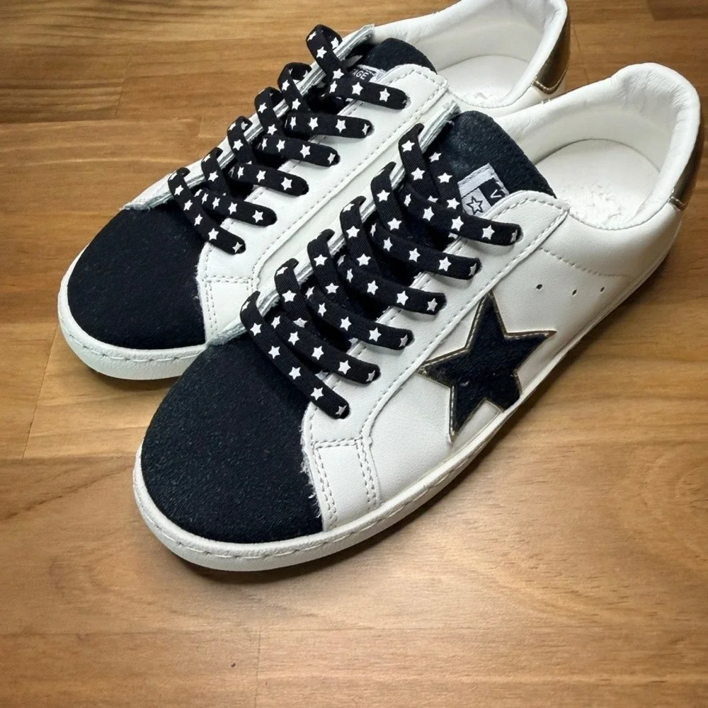 Vintage Havana Bianca Black White Star Leather Sneakers Women's Size 6